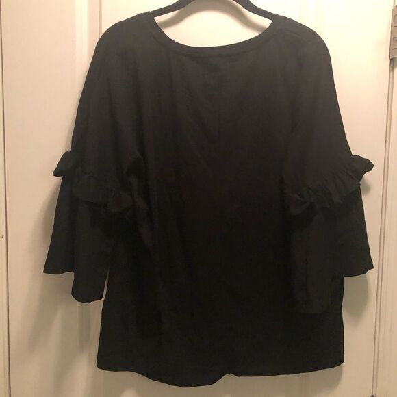 Eloquii Ruffle Sleeve Easy Tee Black sz 16/18 - Picture 3 of 3